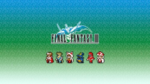 Final Fantasy III Pixel Art Characters Gradient Desktop Wallpaper