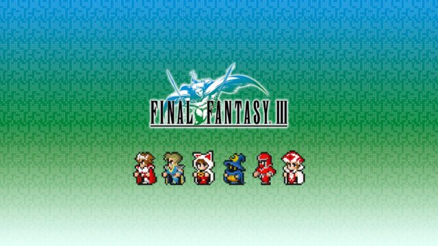 Final Fantasy III Pixel Art Characters Gradient Desktop Wallpaper