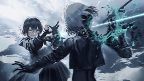 Anime Girl Sci-Fi Combat Duel Cybernetic Action Desktop Wallpaper