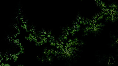 Stunning Green Fractal Pattern on Black Background 4K Wallpaper