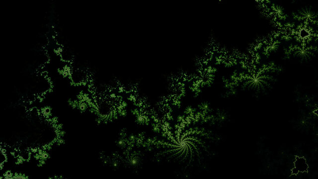 Stunning Green Fractal Pattern on Black Background 4K Wallpaper