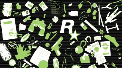 Minimalist Rockstar Games Iconic Objects Black and Green 4K PC Wallpaper