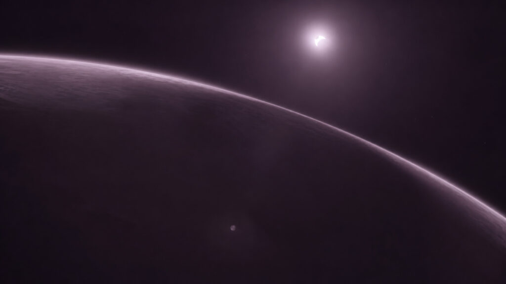 Minimalist Purple Space Eclipse Planet Horizon 4K Wallpaper