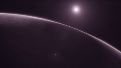 Minimalist Purple Space Eclipse Planet Horizon 4K Wallpaper