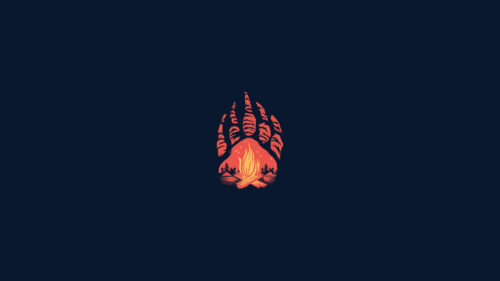 Minimalist Bear Paw Campfire Silhouette 4K PC Wallpaper