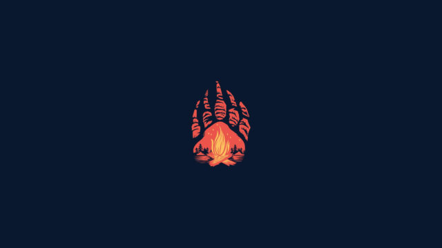 Minimalist Bear Paw Campfire Silhouette 4K PC Wallpaper