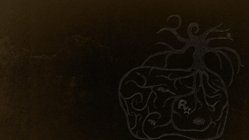 Minimalist Rockstar Games Logo Roots Tree Artistic PC Wallpaper