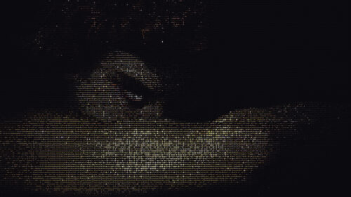 Abstract ASCII Art Human Silhouette Dark Digital Pixel 4K Wallpaper