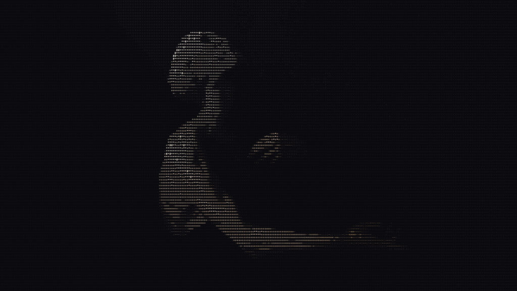 Minimalist ASCII Art Woman Silhouette Tech Aesthetic 4K Wallpaper