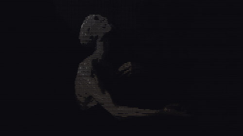 Minimalist ASCII Art Woman Silhouette Tech Aesthetic 4K Wallpaper