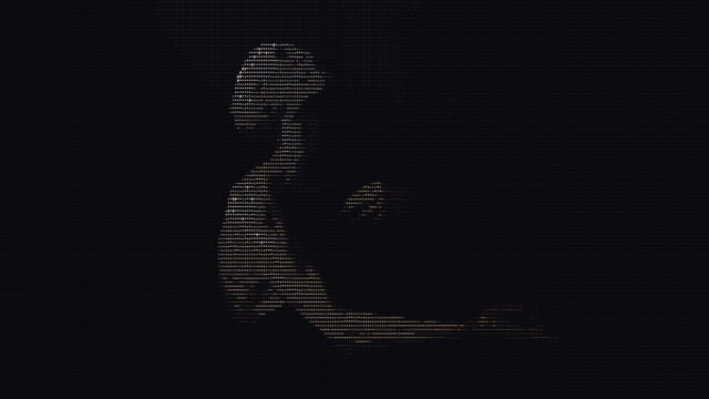 Minimalist ASCII Art Woman Silhouette Tech Aesthetic 4K Wallpaper