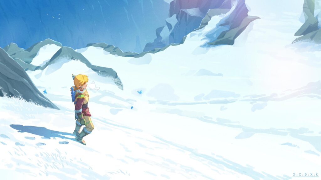 Link Walking Through Snowy Mountains The Legend of Zelda Breath of the Wild 4K Wallpaper