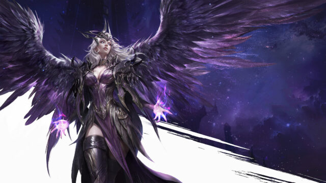 Ethereal Fallen Angel Warrior with Black Wings Fantasy Art 4K Wallpaper