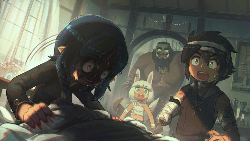 Anime Fantasy Adventure Party Encountering A Dark Mystery PC Wallpaper