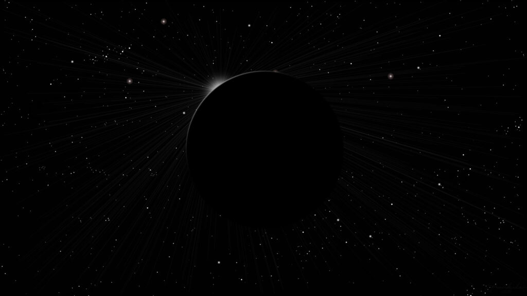 Minimalist Black Hole and Radiant Starry Space Desktop Wallpaper