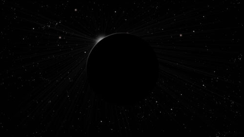 Minimalist Black Hole and Radiant Starry Space Desktop Wallpaper