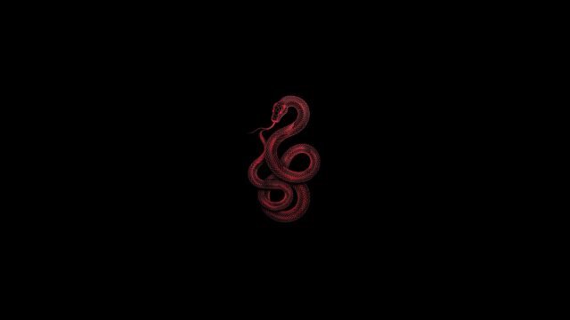 Minimalist Red Wireframe Snake Art on Black Background 4K Wallpaper
