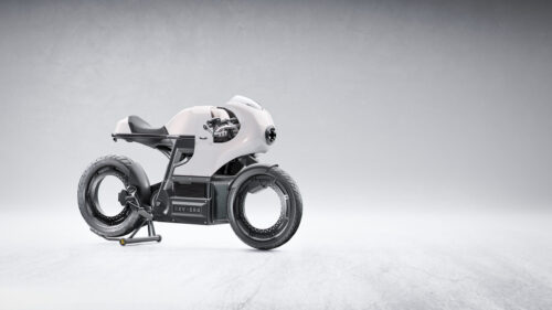 Futuristic White Concept Motorcycle Hubless Wheel Design 4K PC Wallpaper