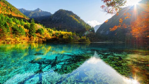 Minimalist Landscape View From A Cozy Mountain Cabin Window 4K Desktop Wallpaper