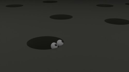 Cute Curious Eyes Peeking from a Dark Hole 4K Desktop Wallpaper