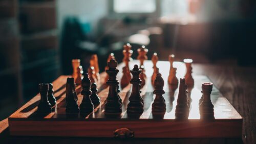 Atmospheric Chess Board Close-up 4K Desktop Wallpaper
