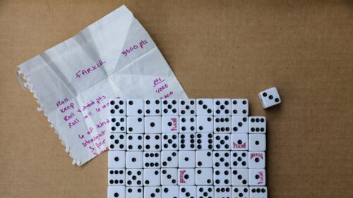 Farkle Game Dice and Score Sheet 4K Desktop Wallpaper