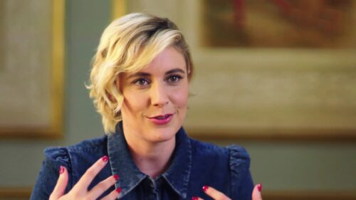 Cinematic Portrait of Greta Gerwig Iconic Director Aesthetic 4K Desktop Wallpaper