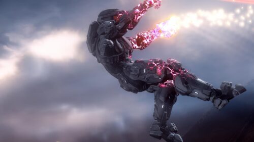 Halo Master Chief Epic Battle Scene 4K Gaming Wallpaper for Desktop PC