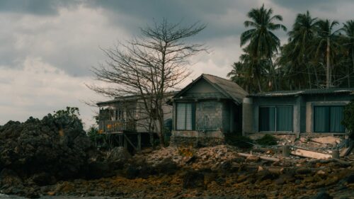 Rustic Coastal House by the Ocean Desktop Wallpaper