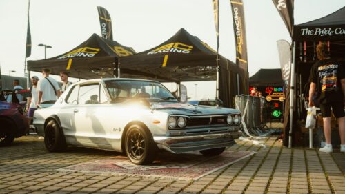 Classic Silver Nissan Skyline Hakosuka GTR at Car Meet 4K Wallpaper