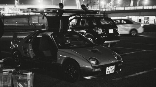 Mazda Autozam AZ-1 Gullwing Sports Car at Night Desktop Wallpaper