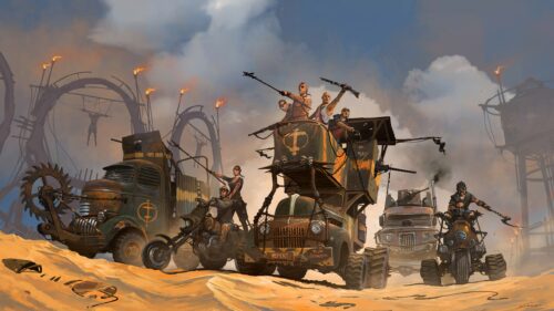 Post-Apocalyptic Mad Max Fury Road Desert Chase 4K Desktop Wallpaper