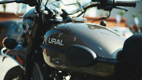 Close Up Detail of a Vintage Ural Motorcycle Fuel Tank 4K Wallpaper