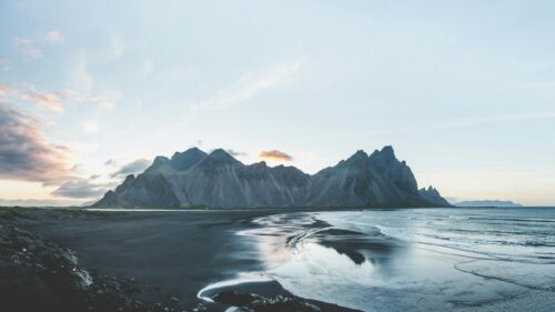 Dramatic Vestrahorn Mountains Black Sand Beach 4K Desktop Wallpaper