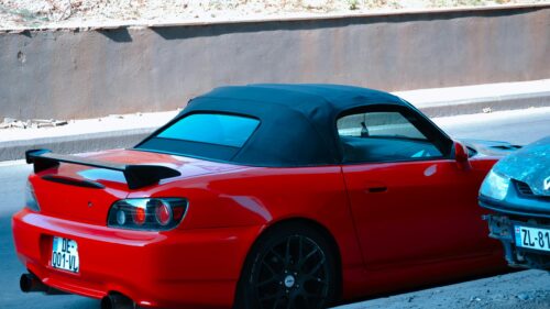 Red Honda S2000 Convertible with Sport Spoiler 4K Desktop Wallpaper