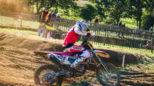 Motocross Rider Kicking Up Dust Action Desktop Wallpaper