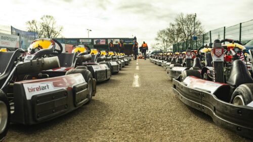 BirelART Racing Go-Karts Lineup Trackside 4K Wallpaper
