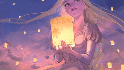 Magical Tangled Rapunzel Lantern Scene High Definition Desktop Wallpaper