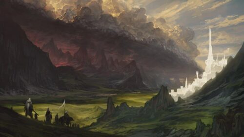 Epic Lord of the Rings Cinematic Landscape Fantasy Scene 4K Desktop Wallpaper