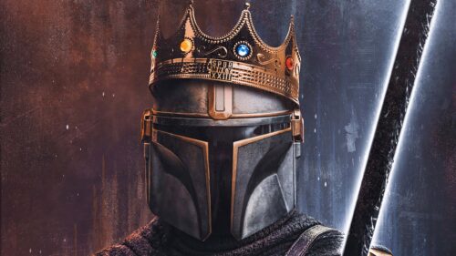 Cinematic The Mandalorian Standing on Tatooine Dunes 4K Desktop Wallpaper