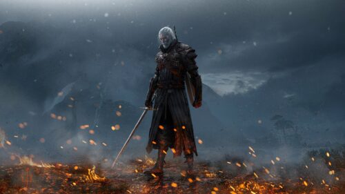Geralt of Rivia Standing in Foggy Velen Forest The Witcher 3 Wild Hunt 4K PC Wallpaper