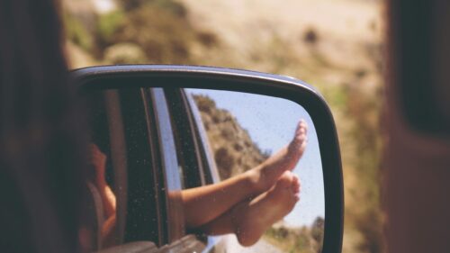 Relaxing Road Trip Feet Out Of Car Window 4K Desktop Wallpaper