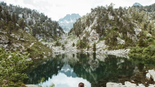 Serene Mountain Lake and Rocky Alpine Landscape 4K Desktop Wallpaper