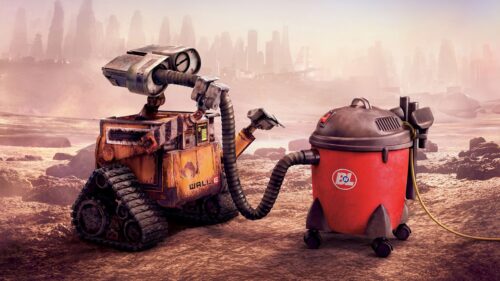 Wall-E and Eve Looking at Stars Cinematic Disney Pixar 4K Desktop Wallpaper