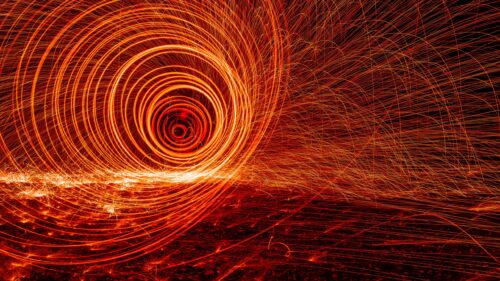 Fiery Steel Wool Light Painting Vortex Abstract PC Wallpaper