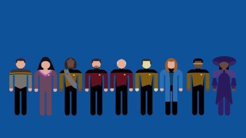 Minimalist Star Trek The Next Generation Crew Flat Design PC Wallpaper