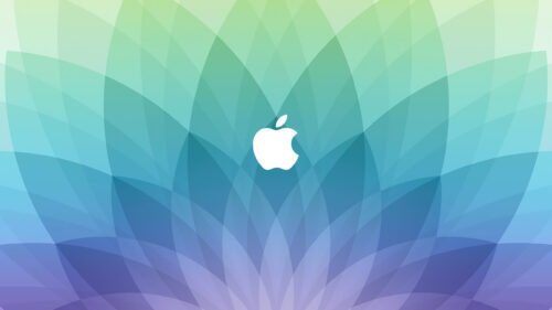 Minimalist Apple Logo with Gradient Floral Abstract Art Desktop Wallpaper