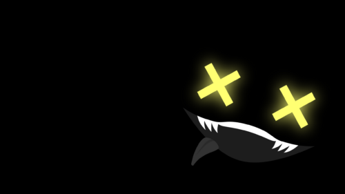 Minimalist Glowing X Eyes Smile Black Background PC Wallpaper