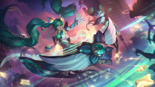 Battle Academia Yuumi and Sona League of Legends 4K Wallpaper