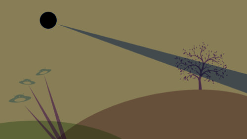 Minimalist UFO Alien Abduction Landscape Desktop Wallpaper